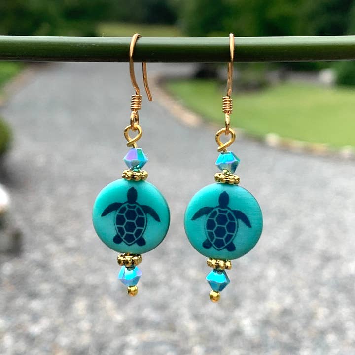 Marlene VanBeek Jewelry - Wholesale Dangle Earrings - Etched Turtle Earrings Earrings - 3 Colors