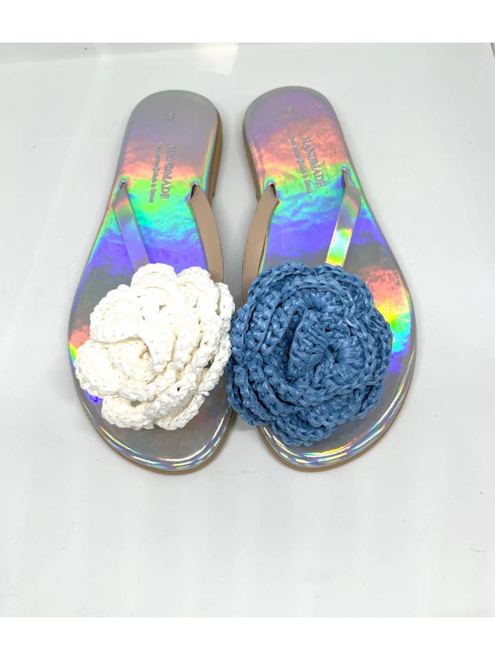 SIBYLLADELPHICA – wholesale Sandaler - Dam – Handgjorda mjuka flip-flop-sandaler med vävda blommor