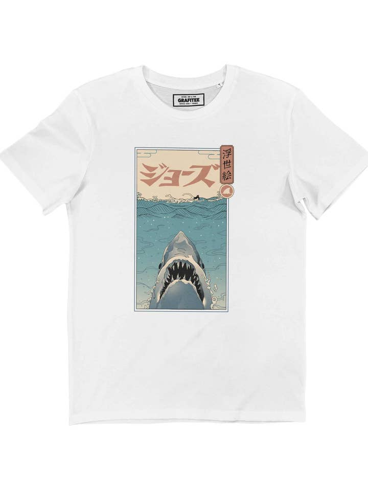 Ukiyo-e Shark Tee - Manga Graphic Tee for wholesale by Grafitee