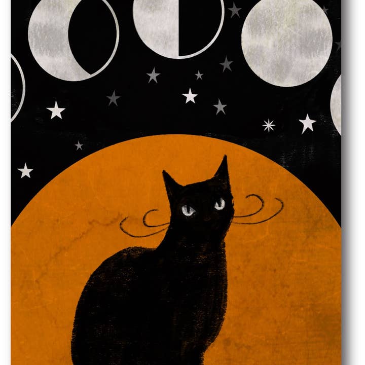 Moon & Cat Gallery-Wrapped Canvas Wall Art for wholesale by Courtside Market