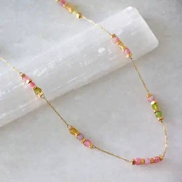 Mesa Blue – wholesale Beaded/pearl necklace – Square Gemstone Beaded Necklace9