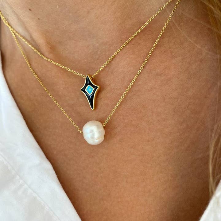 Christina Christi - Wholesale Pendant/Charm Necklace - Cross Evil Eye Necklace - Freshwater Pearl Necklace