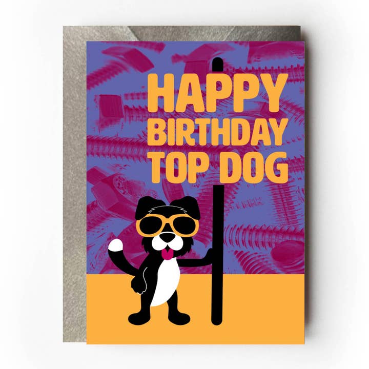 Top Dog Birthday Card for him, Dad, Husband | Animal humour for wholesale by VERSED AID