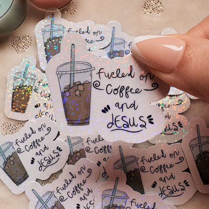 Fueled on coffee and Jesus sticker, Christian, lord, bible for wholesale by KSDESIGNS