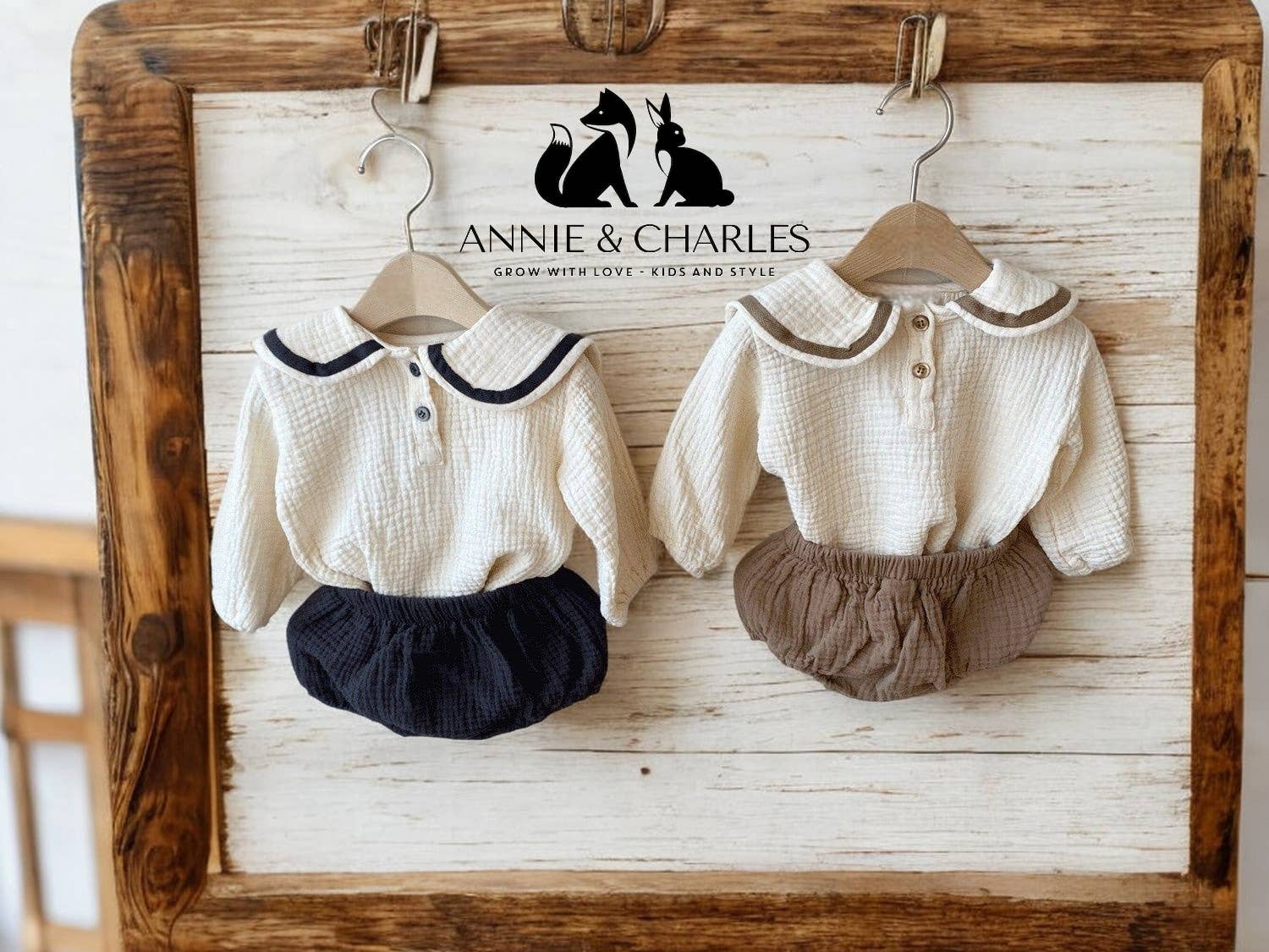 Annie & Charles - Wholesale Top & Short Set - Baby - Annie & Charles® muslin set with organic cotton collar6
