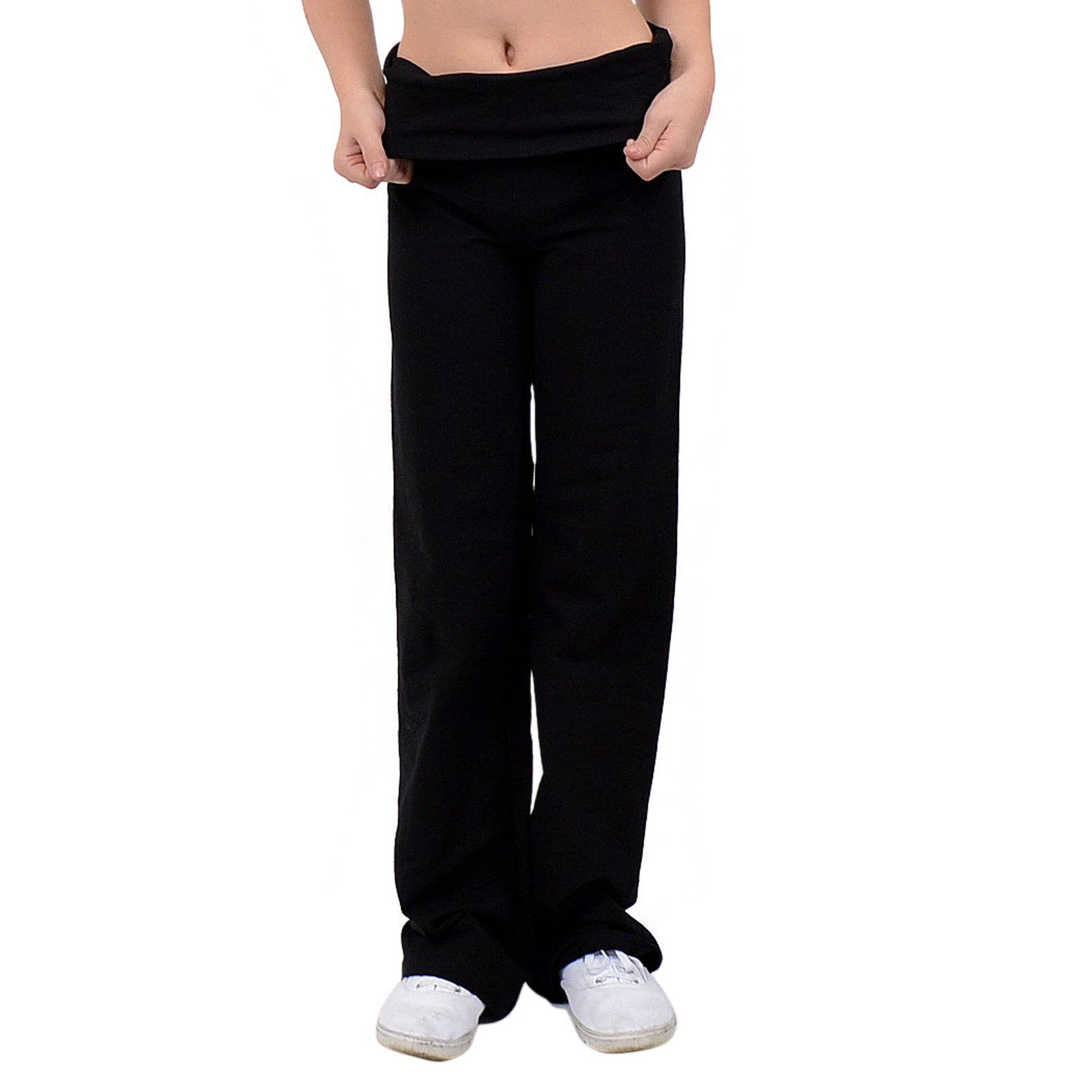 Black Teamwear Foldover Yoga Pants for wholesale on Faire1