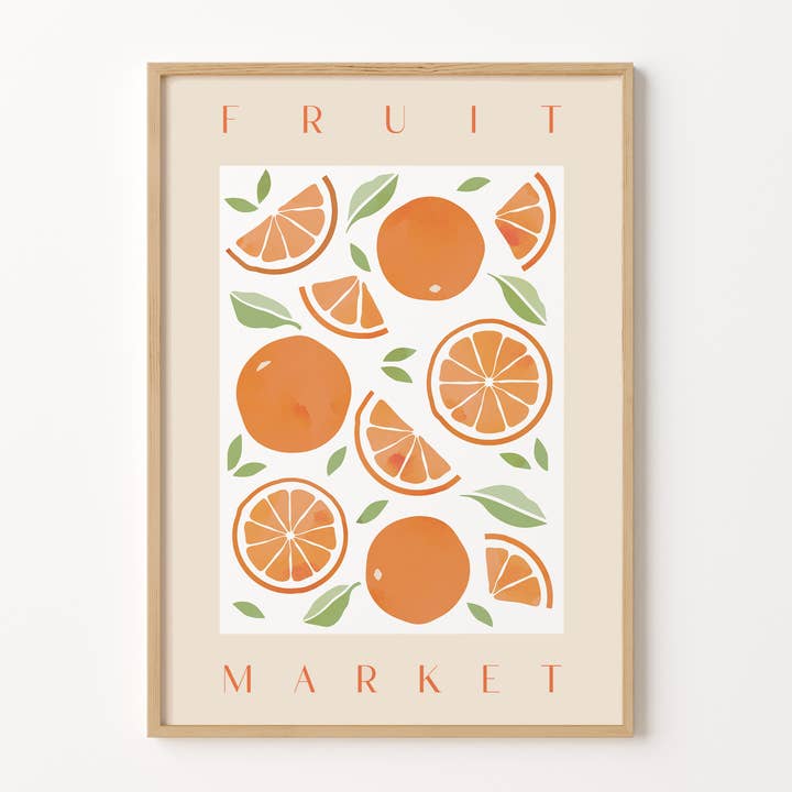 Orange Fruit Market Print for wholesale by Peach and Home
