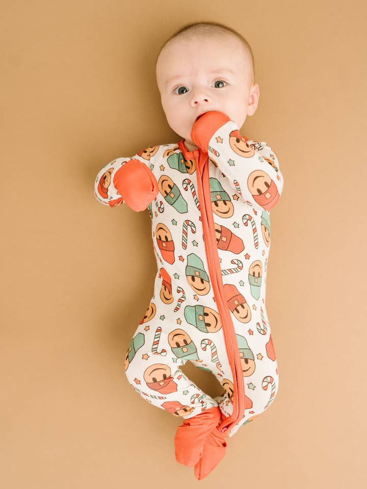 Little One Shop - Wholesale Sleepsuit - Baby - Christmas Smiley Bamboo Sleeper