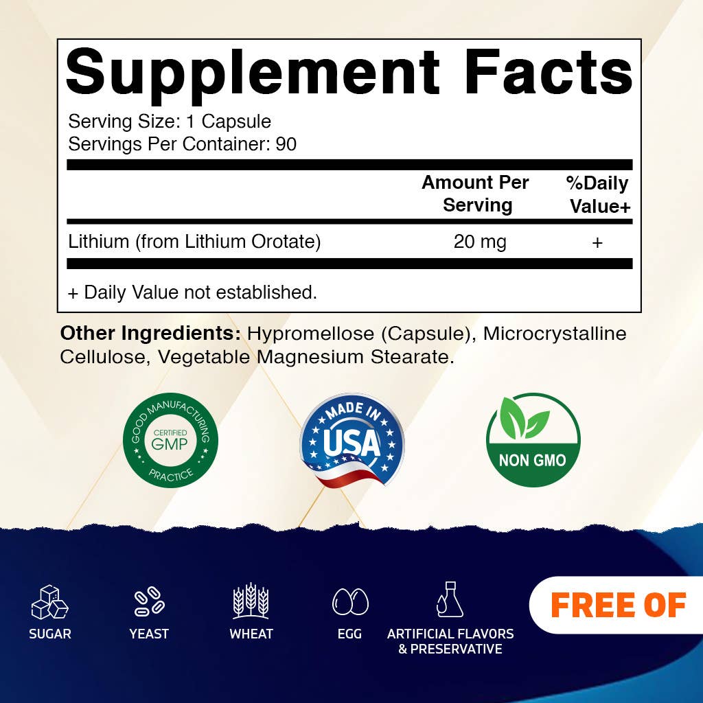 Vitamatic – Engroshandel Kosttilskud og vitaminer – Vitamatic | Lithium Orotat 20 mg | 90 kapsler1