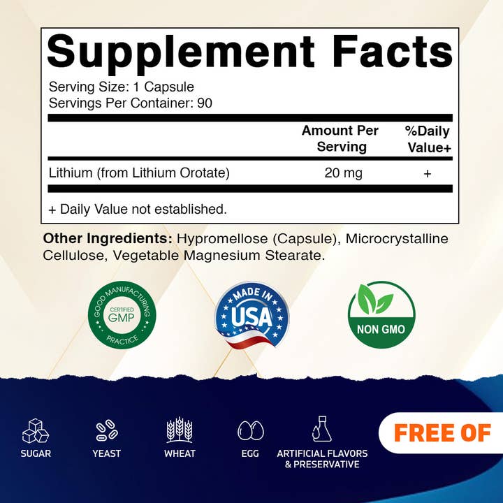 Vitamatic – Engroshandel Kosttilskud og vitaminer – Vitamatic | Lithium Orotat 20 mg | 90 kapsler1