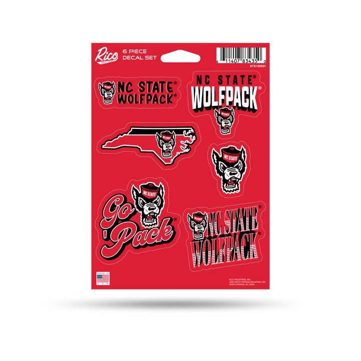 Rico Industries - Wholesale Car Decorative Charm - Unisex - NCAA North Carolina State Wolfpack 6-Piece Decal Set