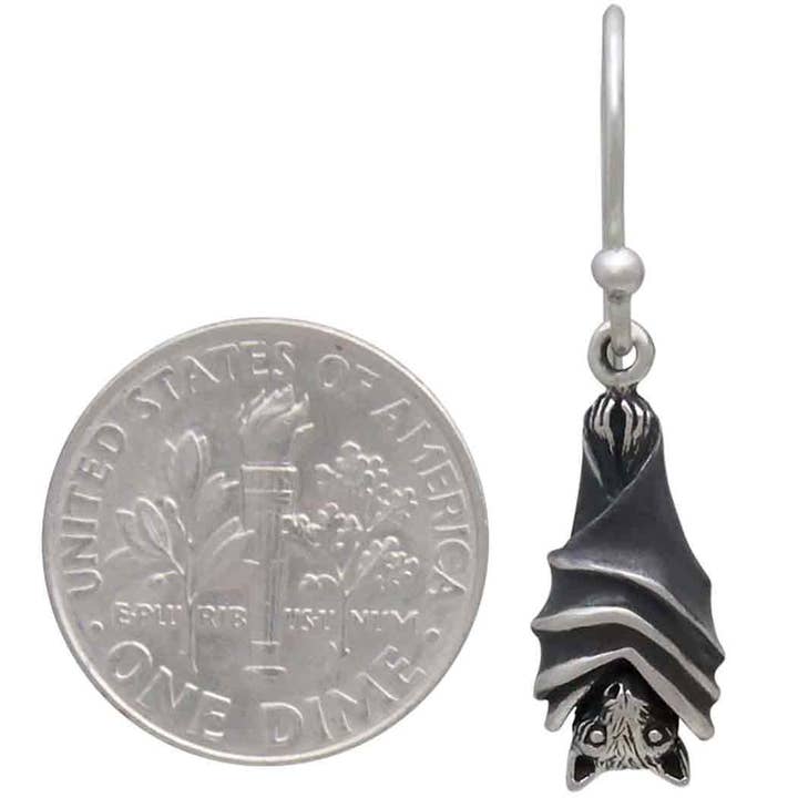 Nina Designs - Wholesale Dangle Earrings - Sterling Silver Hanging Bat Dangle Earrings 29x8mm3