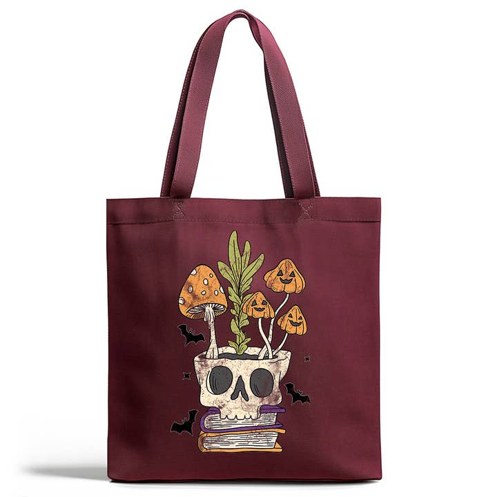 Loftipop - Wholesale Tote Bag - Women's - Retro Skull Mushroom Tote Bag, Bookish Dark Academia Gifts4
