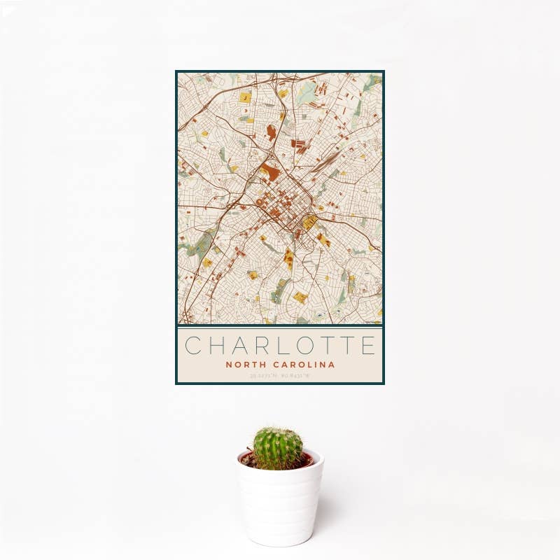 JACE.design - Wholesale Art Print - Charlotte NC Map Print Woodblock0