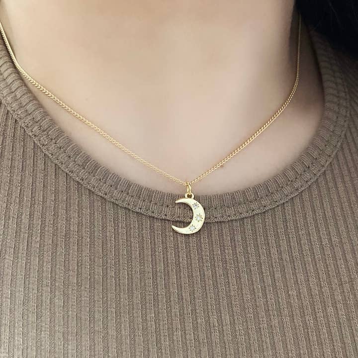 Amady Jewelry - Wholesale Pendant/Charm Necklace - Crescent Half Moon 18K gold filled necklace waterproof