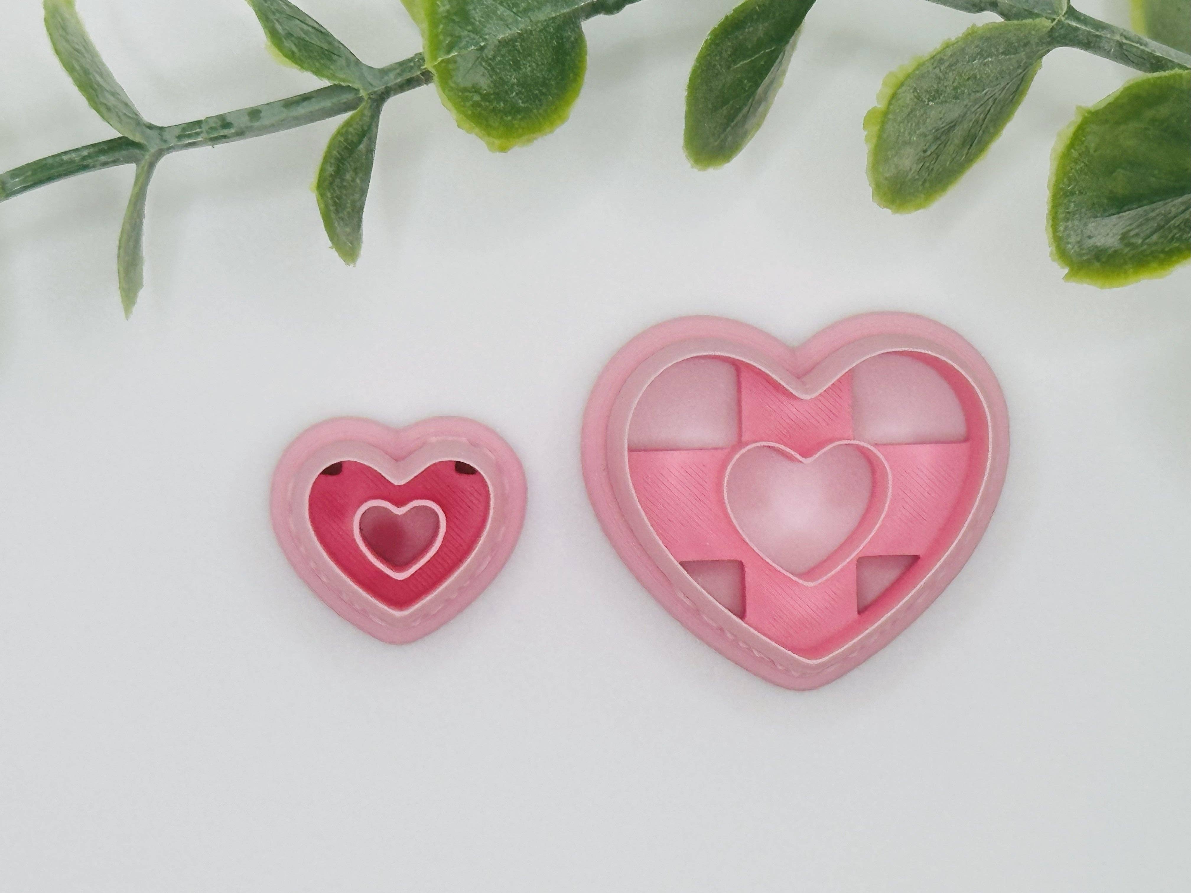 CaliLu Clay Co. - Wholesale Cookie Cutter - Double Heart Imprint Cookie Cutter / Polymer Clay Cutter3