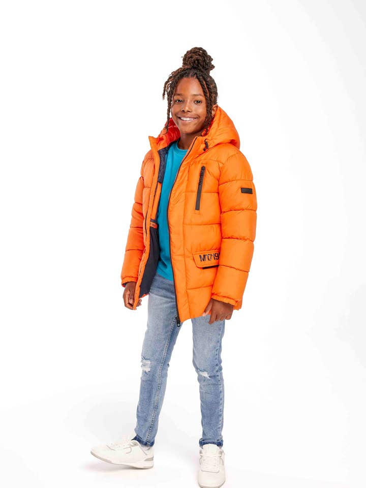 Boys padded jacket with microfleece lining 2–14y orange for wholesale by Minoti sp. z o.o.