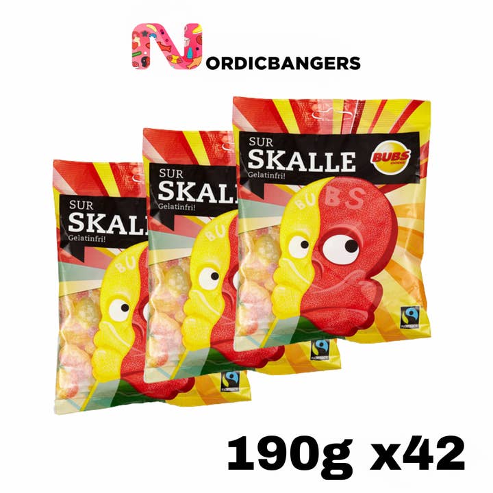 Nordicbangers - Swedish Candy Supply - Wholesale Gummy - BUBS Sour Skulls 190g Bags2