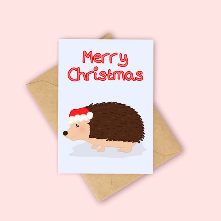 Carte de Noël hérisson pour la vente par Peach and Mimi