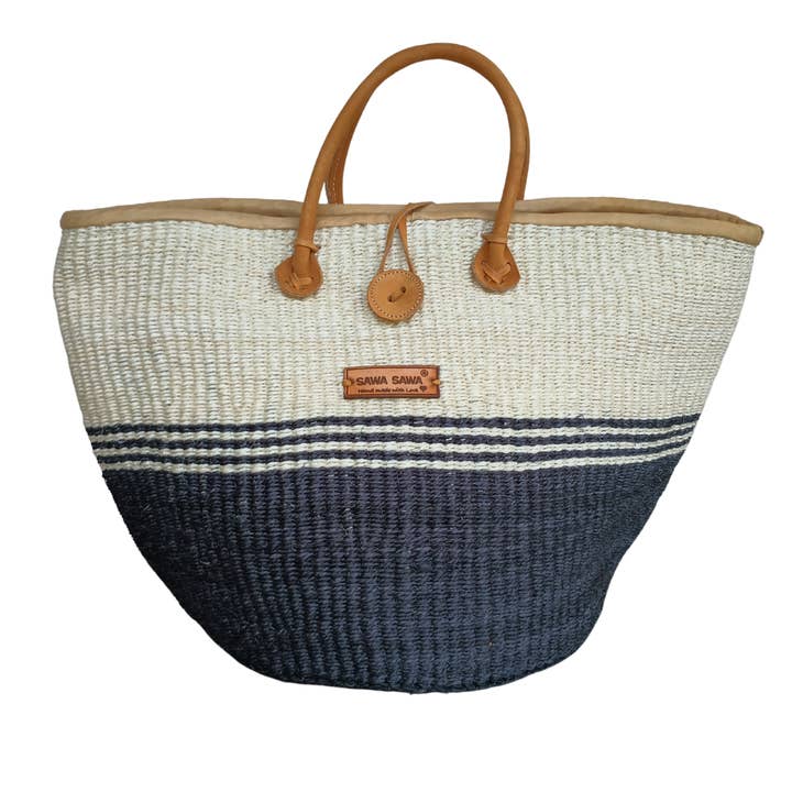 Balance Duo Stripes Handmade Sisal Basket Tote for wholesale by SAWA SAWA