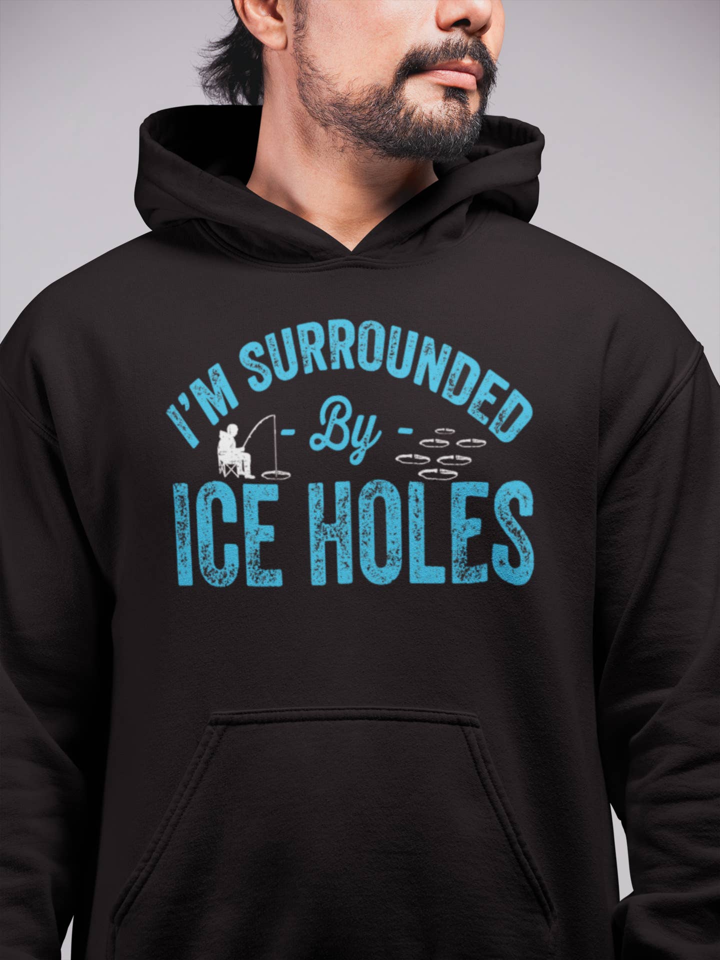 Hunt Hook Eat - Wholesale Hoodie - Men's - Surrounded By Ice Holes Hoodie