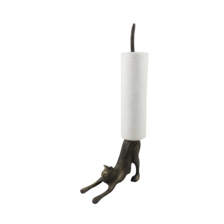 Hampton Nautical – wholesale Pappershandukshållare – Rustik guld gjutjärn Yoga katt kökspapper handdukshållare 19 ”