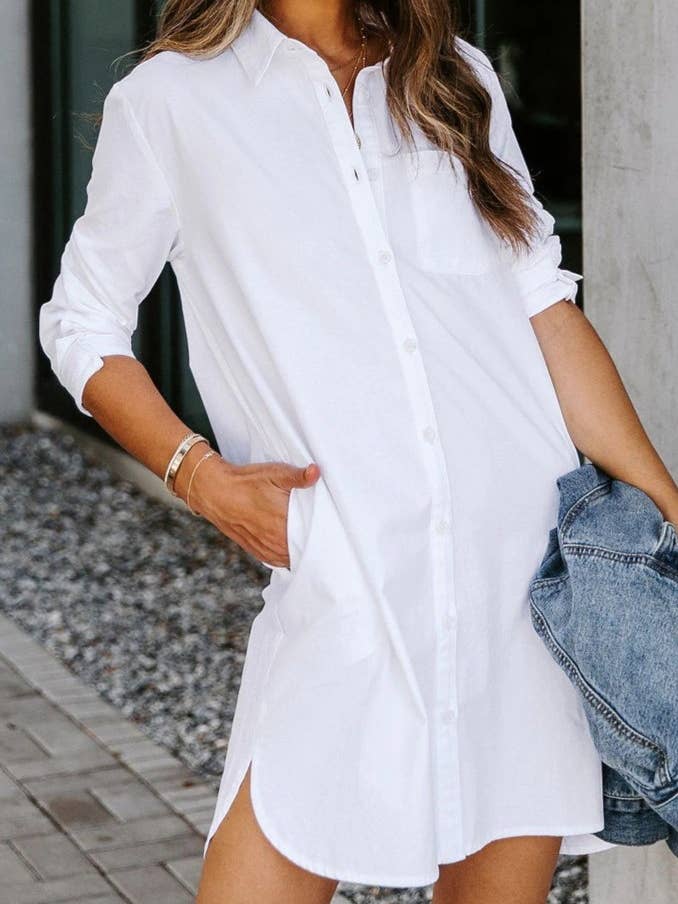 Rosa Clothing - Wholesale Dress - Women's - Loose casual long sleeve shirt dress