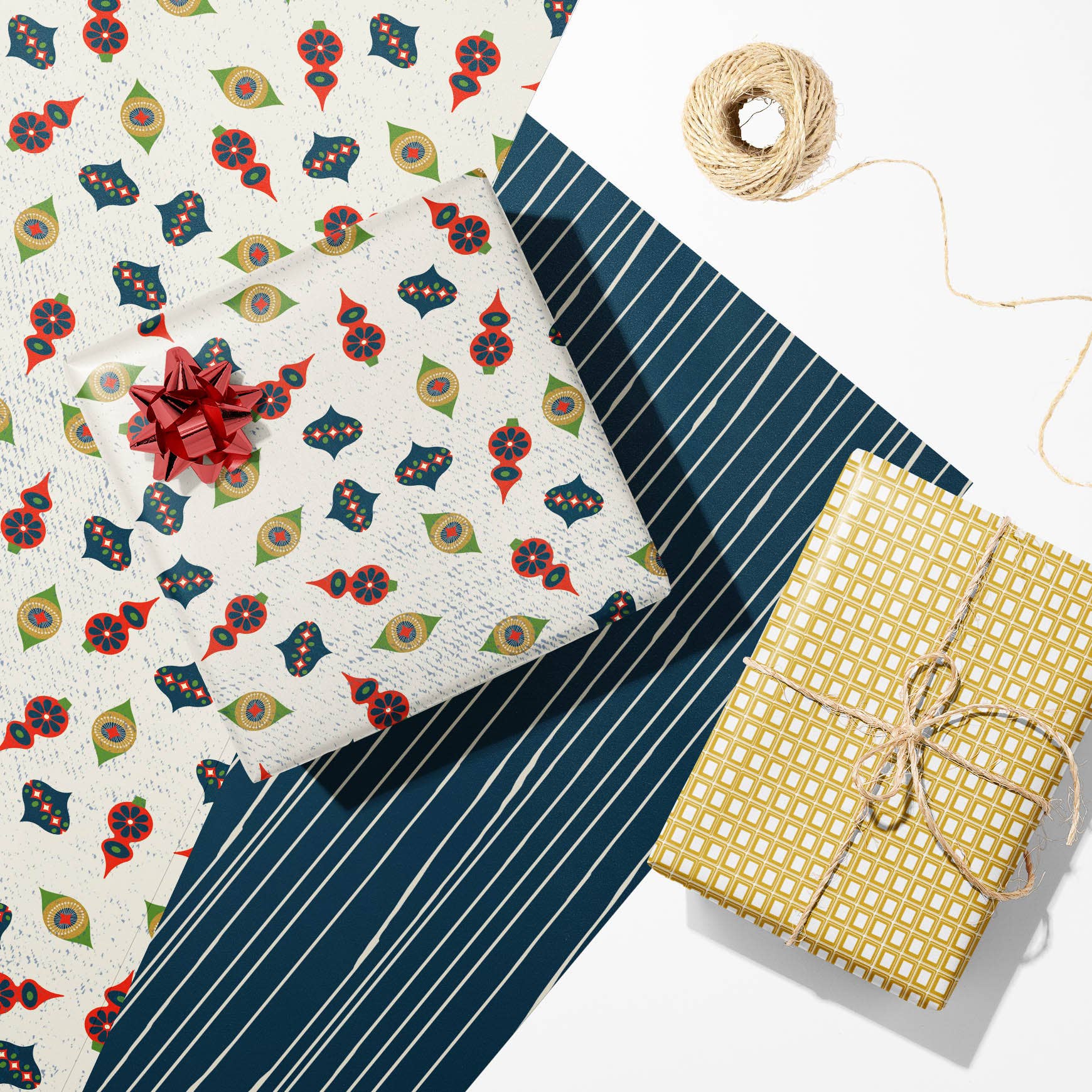 Mod Lounge Paper Company – Engroshandel Gavepapir – Retro Ornament Julegaveindpakning 2 ark i rør2