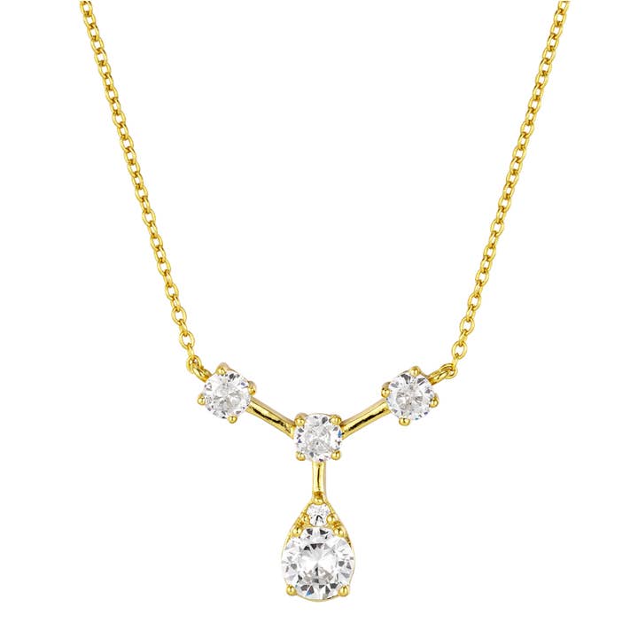 Colar CZ Tear Drop em Prata de 1ª Lei com Acabamento a Ouro Branco CZ por atacado de Dlux Jewels