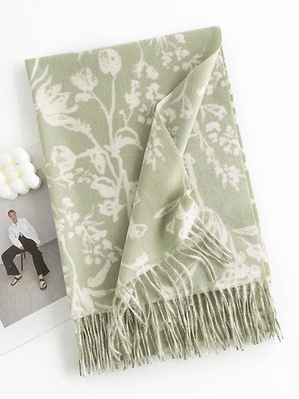 StyleGalX - Vente Écharpe – femme - Châle et écharpe à pompons imprimés de couleur contrastante0