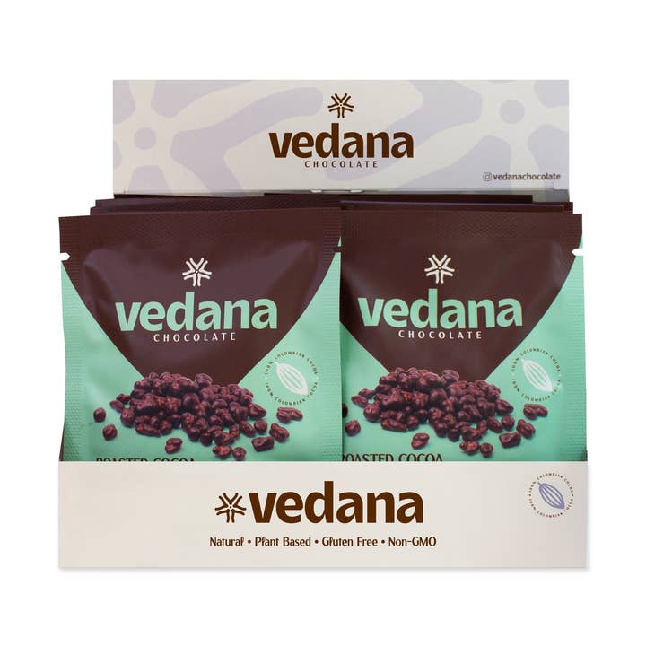 Extra Dark Chocolate with Roasted Cocoa Nibs for wholesale by Vedana Chocolate