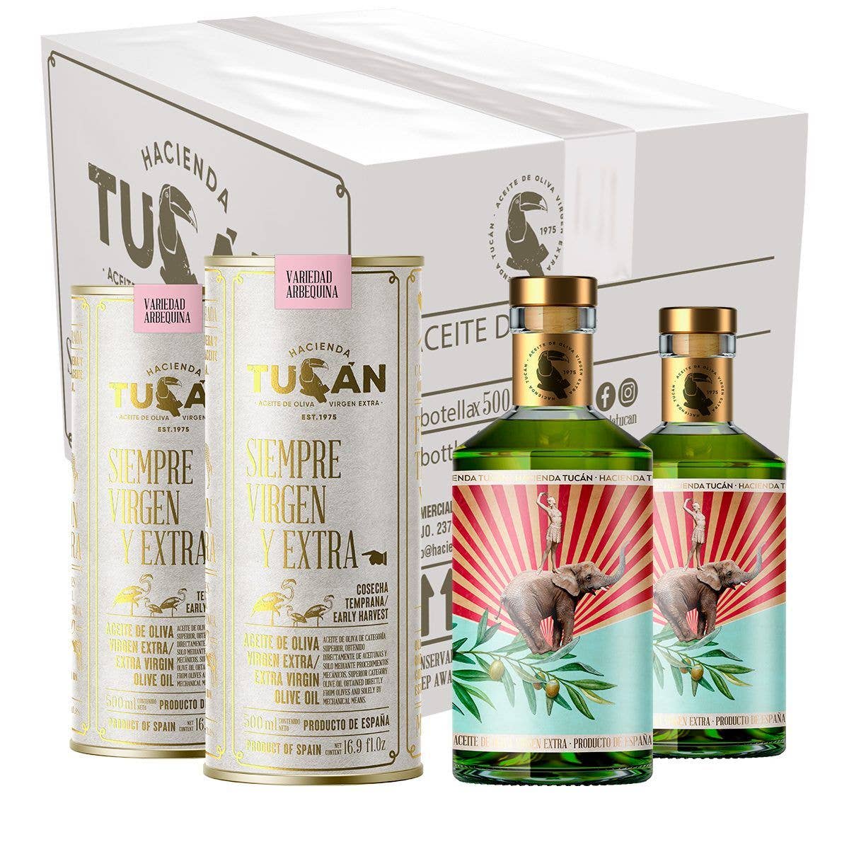 Hacienda Tucán - Wholesale Olive Oil - 500ml bottle with case of arbequina extra virgin olive oil1