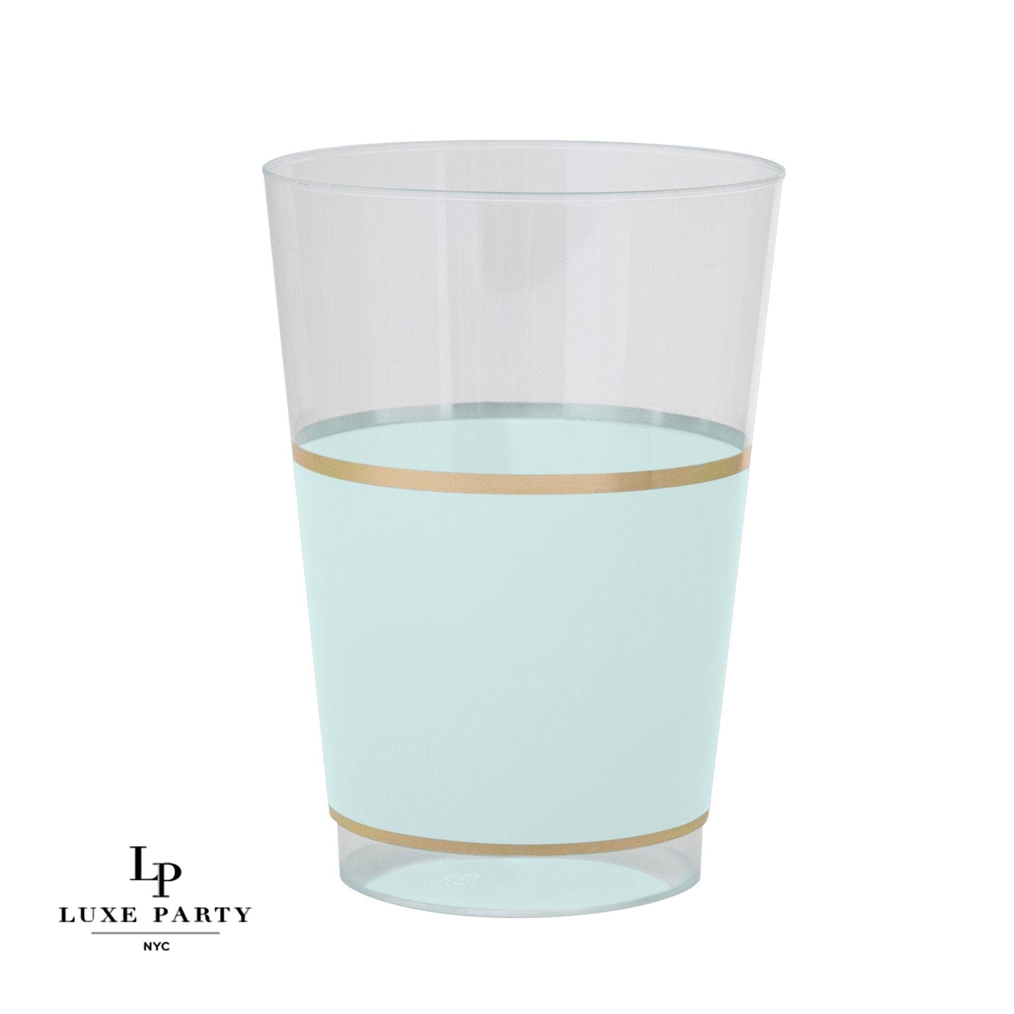 Luxe Party - Wholesale Disposable Cup - 12 Oz Round Mint • Gold Plastic Cups | 10 Cups