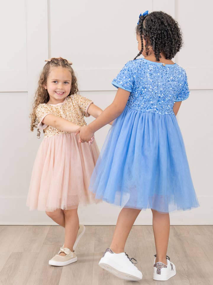 Marie Nicole Clothing - Wholesale Dress - Kids - Champagne Sparkly Tulle Dress2