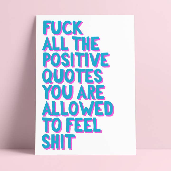 Riso print Fuck all the positive quote refreshing + authetic for wholesale by Studio Inktvis