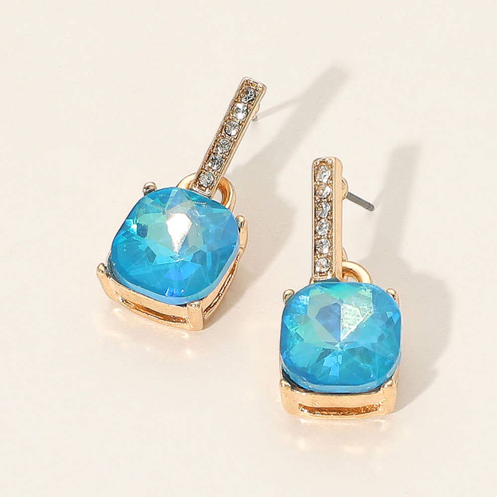 Sensibling Corp. - Wholesale Dangle Earrings - Cushion Square Stone Dangle Evening Earrings0