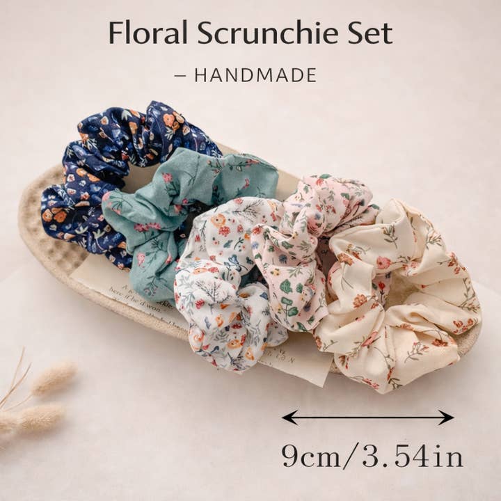 Cotton scrunchies Blue Flower for wholesale by Kids4trendy