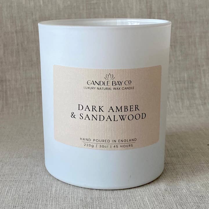 Dark Amber & Sandalwood 30cl glass jar candle for wholesale by Candle Bay Co