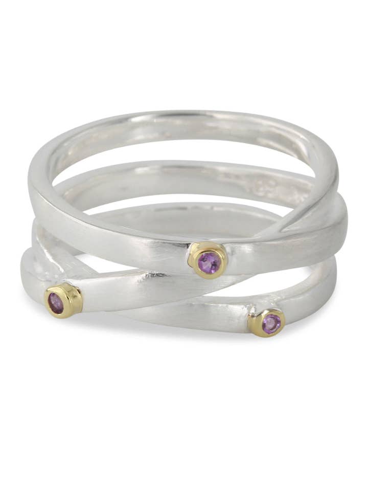 silverring med ametist, guldpläterad för wholesale av Campur GmbH