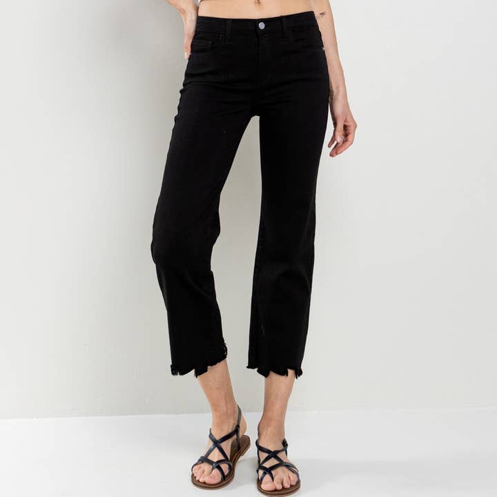 MID RISE UNFINISHED HEM STRAIGHT LEG JEAN, SI0626BK-SP for wholesale by Someday