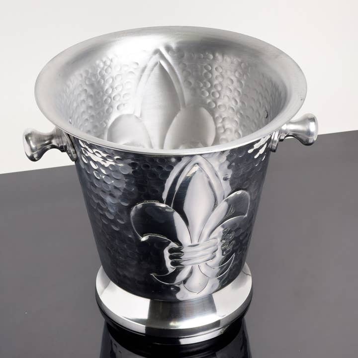 India Handicrafts Inc - Vendita all'ingrosso Secchielli per ghiaccio - Secchiello per ghiaccio inciso FDL in alluminio martellato con manici1