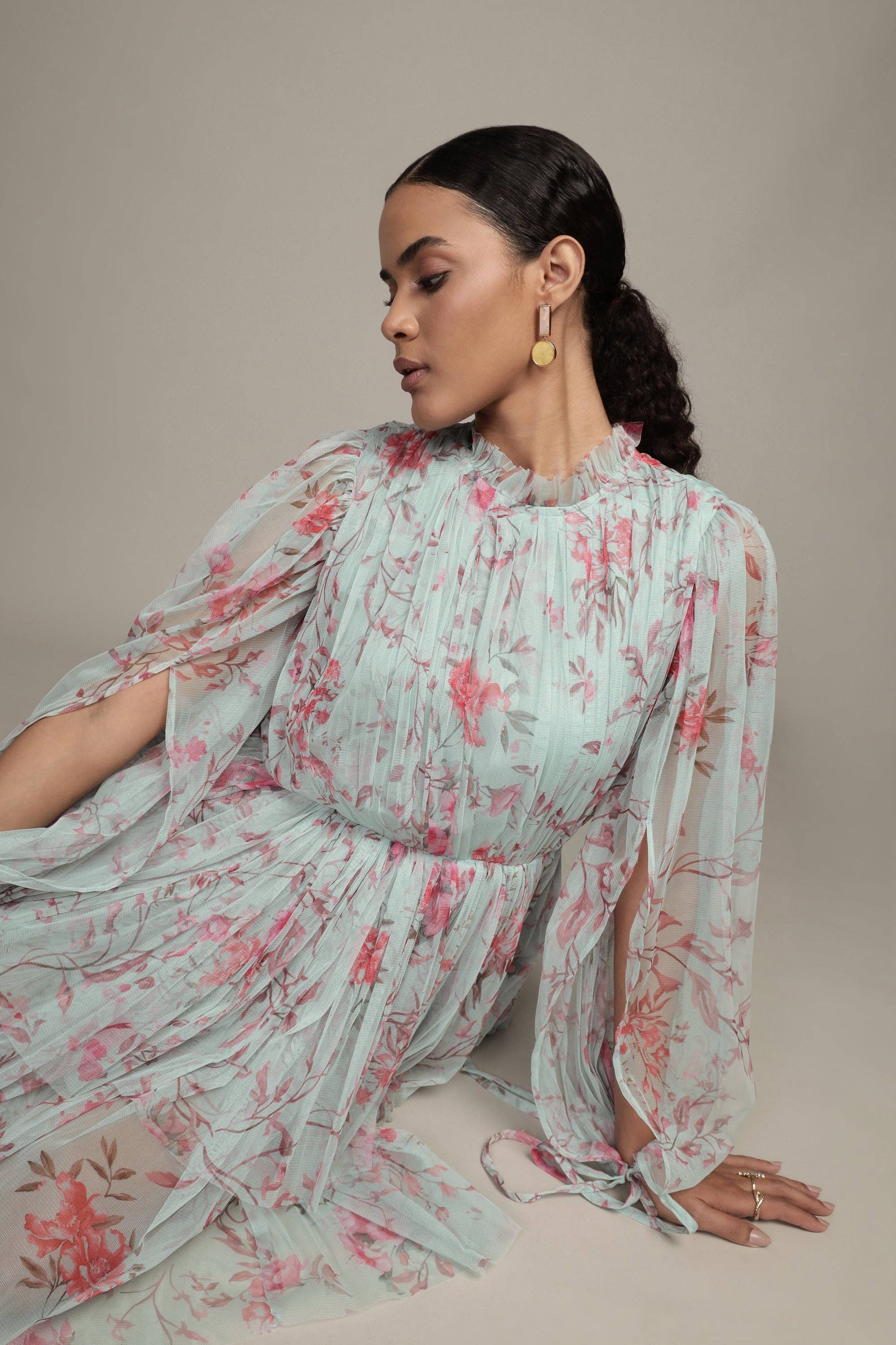 Green Randee Mini Dress in Sage Print for wholesale on Faire6