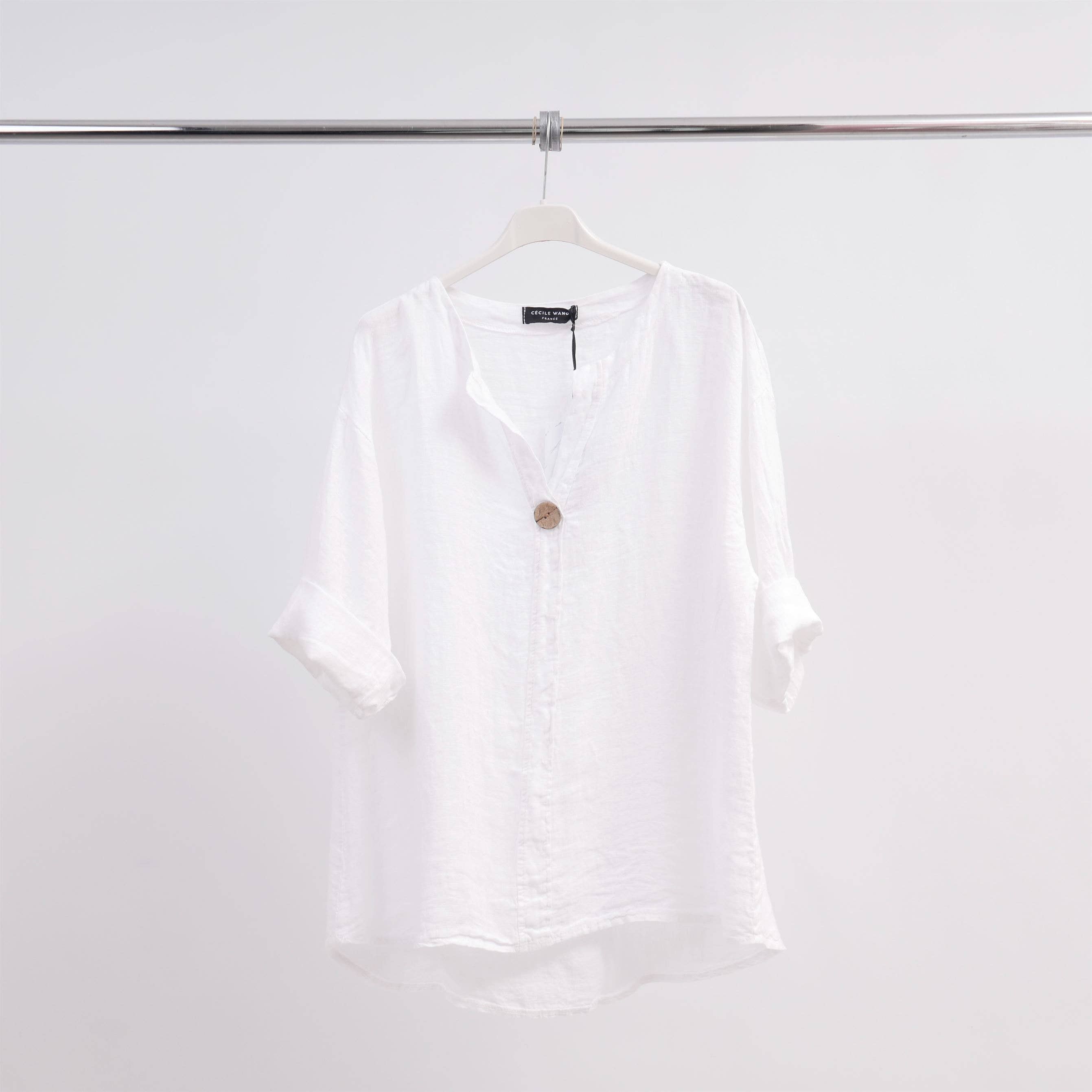 Cecile Wang - Wholesale Tunic - Women's - Linen mao-collar tunic 173240