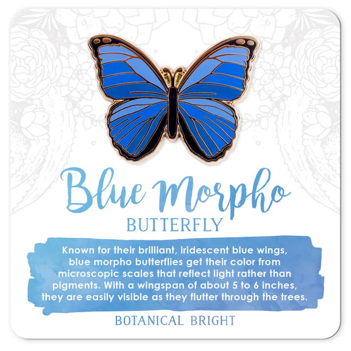 Botanical Bright - Wholesale Lapel Pin/Button - Blue Morpho Butterfly Enamel Pin