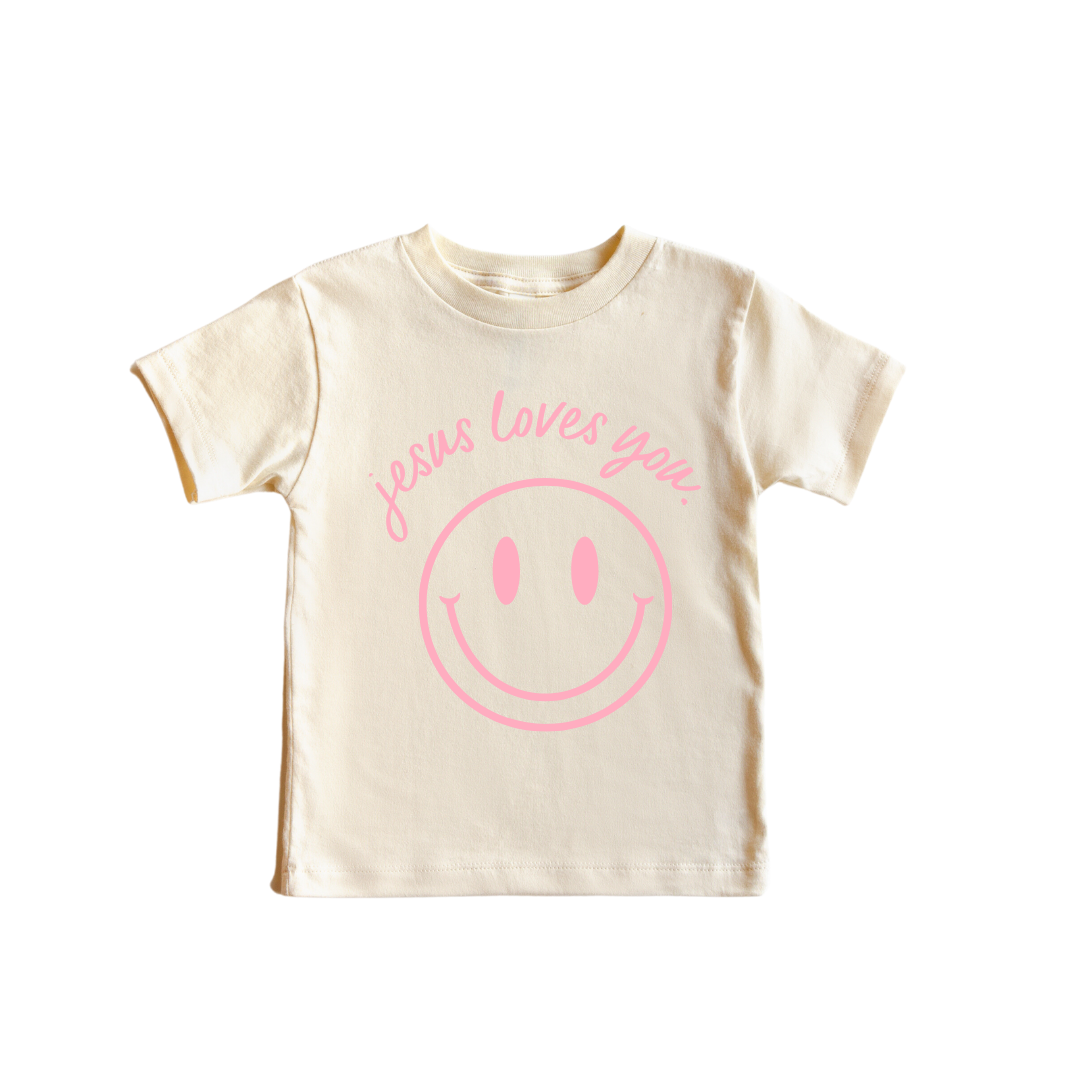 SBG Co. – wholesale Screen-printed t-shirt – Kids – Jesus Loves You Smiley Youth Tee5