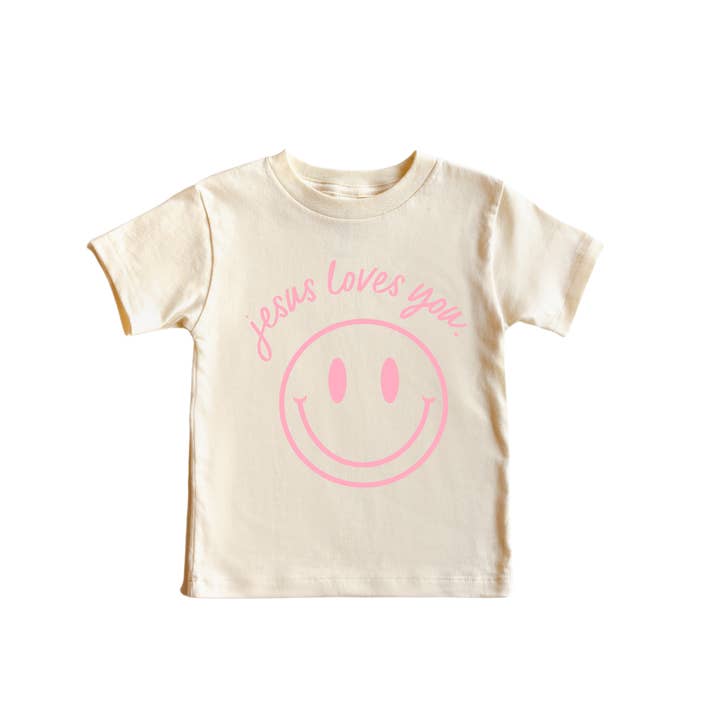 SBG Co. – wholesale Screen-printed t-shirt – Kids – Jesus Loves You Smiley Youth Tee5