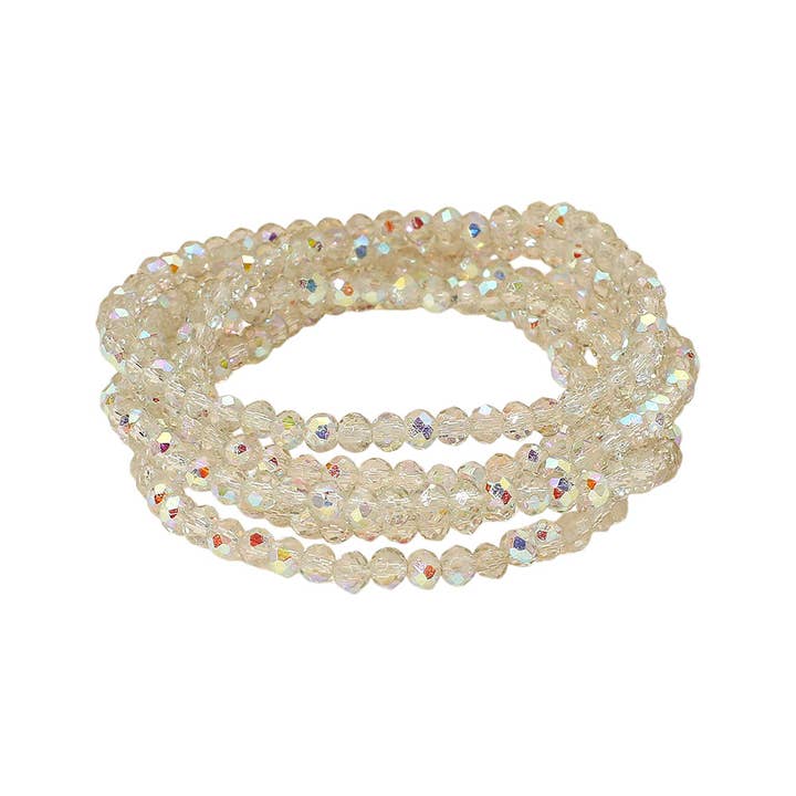 Sensibling Corp. - Wholesale Jewelry Set - 5PCS - Sparkling Faceted Beaded Stackable Stretch Multi Layered Bracelet42