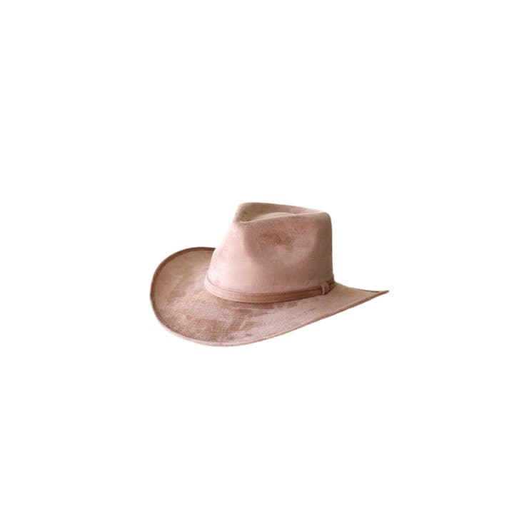 Wilder and Soul - Vente Chapeau de cowboy – femme - Chapeau de rancher cowboy en suédine vegan Amarillo - Cappuccino