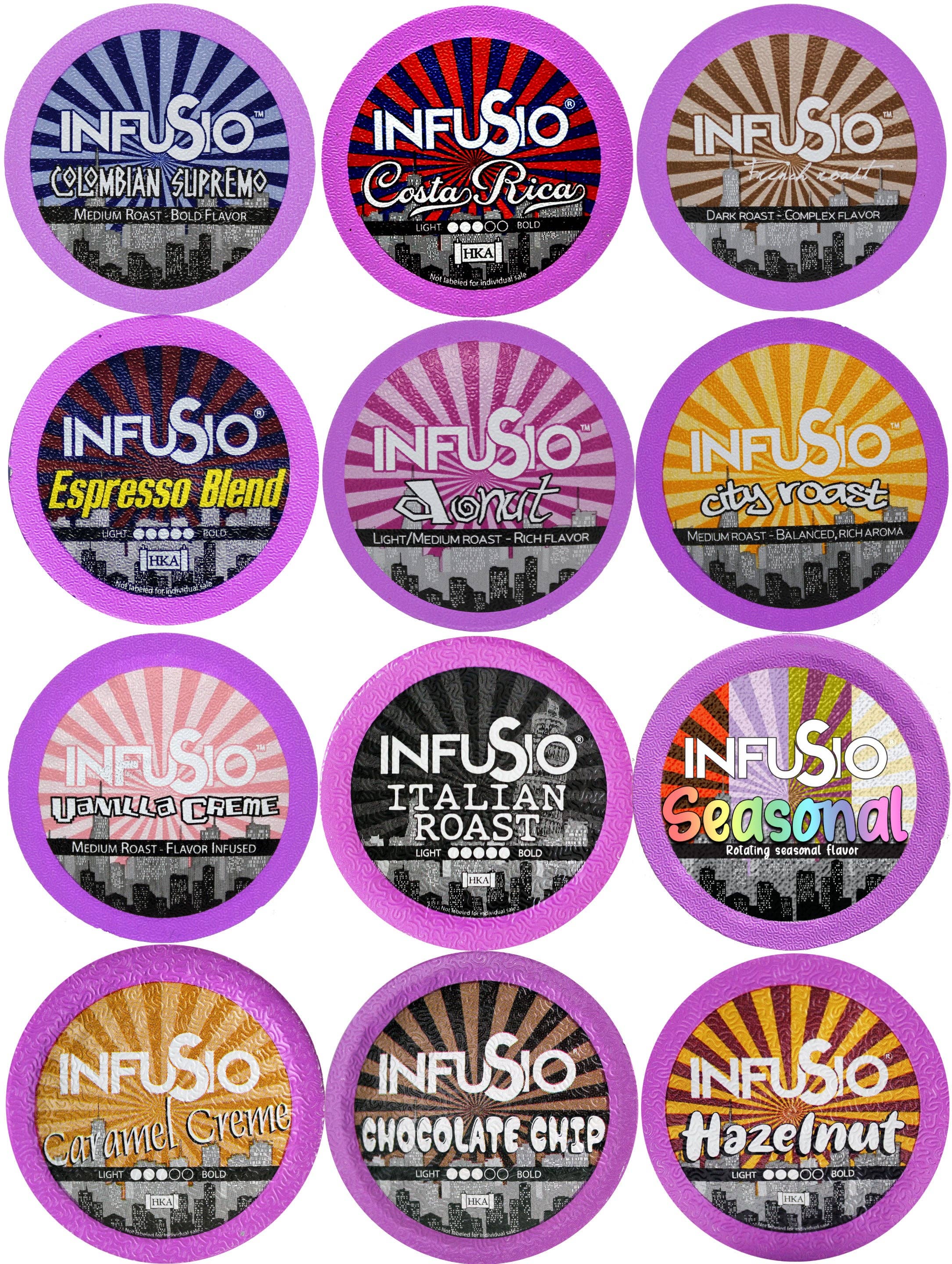 Lumina Global, Inc - Wholesale Ground Coffee - InfuSio Variety Pack (96 Count/12 Different Blends)1