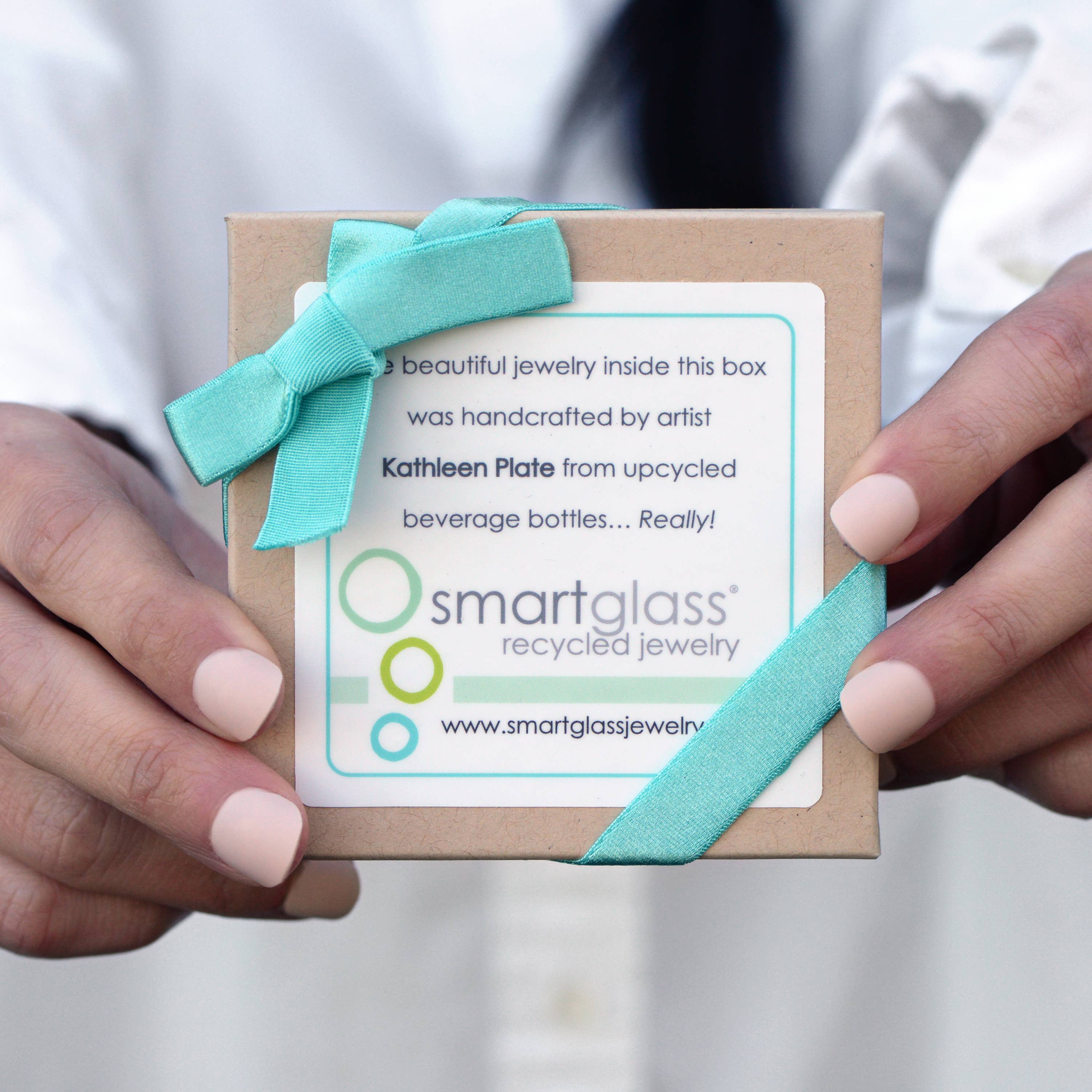 Smart Glass Recycled Jewelry – wholesale Pendant/charm necklace – Necklace Aqua Gold6